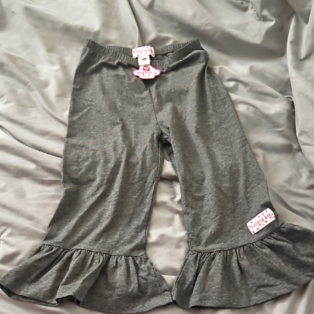 NWT Size 10 Ruffle Girl Gray Ruffle Hem Pants